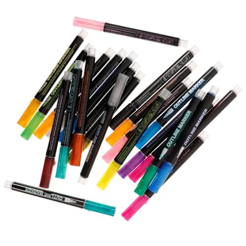 Artibetter 24 Stück Flash -Marker für grafische Markierungen Färbung Glitzerstifte zum Ausmalen Textmarker Stifte Marker zum Zeichnen Graffiti Highlighter Stifte Journalstifte Plastik von Artibetter