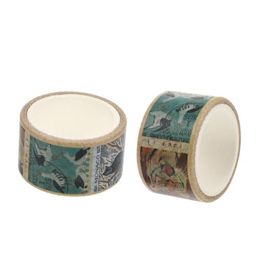 Artibetter 2Rollen Washi Tape Briefmarkenaufkleber Vintage DIY Dekorative Aufkleber für Scrapbooking Journaling Notizbücher und Bastelprojekte Selbstklebend Zufällige Muster von Artibetter