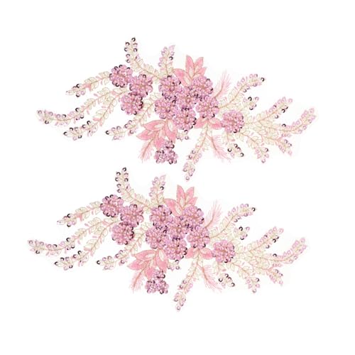 Artibetter 2Stücke Stickerei Applikationen mit Pailletten und Spitze für Hochzeitskleider und DIY Aufnäher Rosa für Bastelprojekte von Artibetter