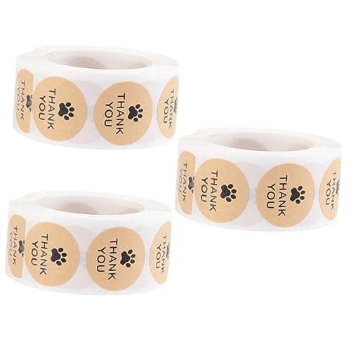 Artibetter 3 Rollen Kraftpapier Aufkleber mit Hundekrallen Rolle Selbstklebend für Scrapbooking und Tägliche Organisation Dekorative Etiketten für und Anlässe von Artibetter