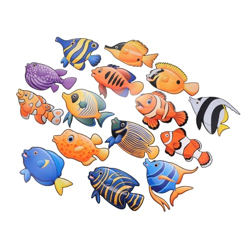 Artibetter 3 Sätze Bunte Tropische Fisch Papier Ausschnitte Abnehmbare Wandsticker für Klassenzimmerdekoration Beidseitig Bedruckt Vielseitige Meerestier Deko für Tafeln Fenster Partys von Artibetter