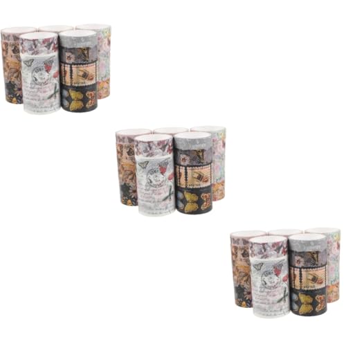 Artibetter 3 Sätze Dünnes Washi-tape Scrapbook-diy-klebebänder Farbiges Band Blumen- Handwerk Schmetterling Papier Klebeband Papierband Aufkleber 17 Rollen * 3 von Artibetter
