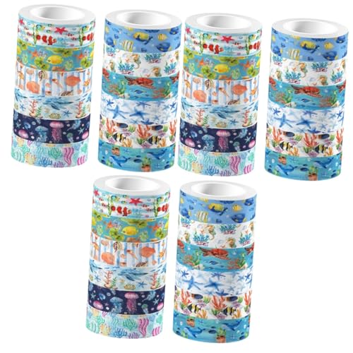 Artibetter 3 Stück Kunst Bastelband Scrapbook Tagebuch Themen Erwachsene Blau Meeresszene Papier Bastelsets Zubehör Pastell Für Tagebuch Schildkröten Washi Tape Fisch von Artibetter