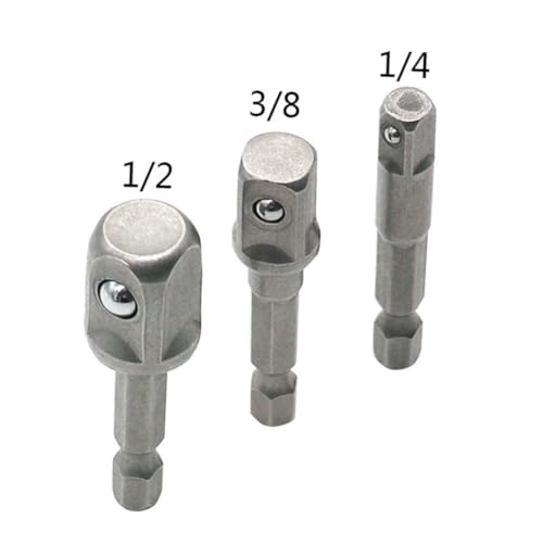 Artibetter 3 Stück Teiliges Hexagon zu Steckschlüssel Adapter Set Verlängerung Bohrerbit Adapter aus Robustem Stahl für Elektroschrauber und Steckschlüssel Schnelle Größenwechsel Codierte von Artibetter