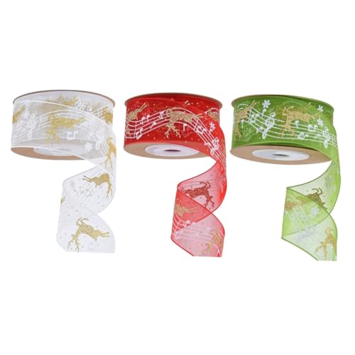 Artibetter 3 Stück Teiliges Weihnachtsband mit Noten und Elchmotiven Polyesterbänder in Weiß Rot Grün Vielseitig für Geschenkverpackung DIY Haaraccessoires Partydekorationen Langlebig und Artibetter 3 Stück Teiliges Weihnachtsband mit Noten und Elchmotiven Polyesterbänder in Weiß Rot Grün Vielseitig für Geschenkverpackung DIY Haaraccessoires Partydekorationen Langlebig und von Artibetter