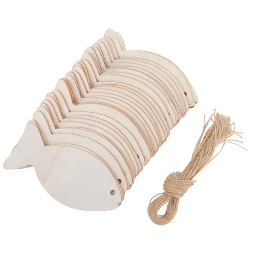 Artibetter 32 Stück Teiliges Holz dekoset Fischform Holzscheiben DIY Holzanhänger für Bastelprojekte Hochwertige Holzfiguren für Party Wohnraumdekoration von Artibetter