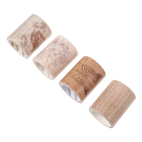 Artibetter 4 Rollen Washi Tape Dekoratives Klebeband für Scrapbooking und Journaling Vintage Muster Skelette Pflanzen Gedichte Engel für Diy Projekte und Kalendergestaltung von Artibetter