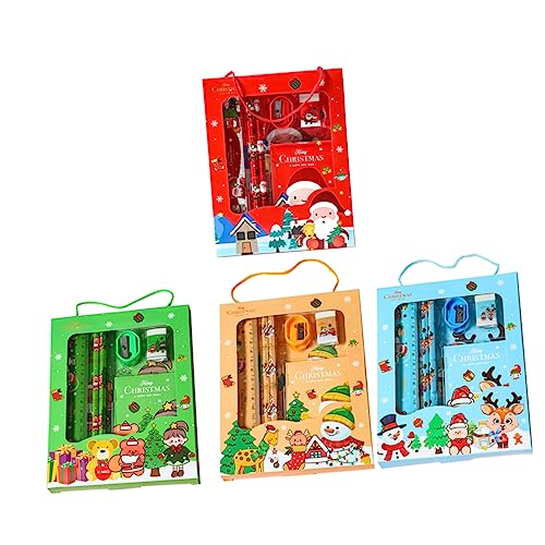 Artibetter 4 Sätze Weihnachts Schreibwarenset mit Santa Claus Schneemann Bunte Kugelschreiber für Schule Büro Tragbares Xmas für Studenten von Artibetter