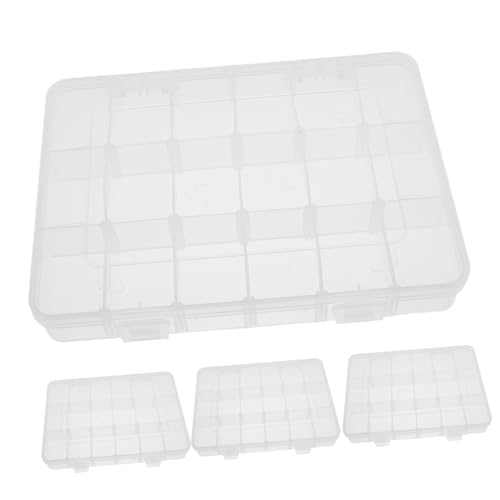 Artibetter 4 Stück Aufbewahrungsbox mit Verstellbaren Fächern Transparenter Kunststoff Organizer für Perlen Schmuck Angelzubehör Bastelbedarf und Kleinteile Kompakt und Platzsparend von Artibetter