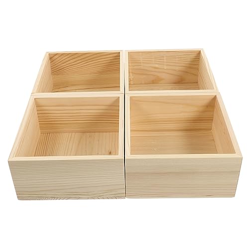 Artibetter 4 Stück Massives Holz ohne Abdeckung kleine Holzkiste Hochzeit Organisatoren und Aufbewahrung Behälter kleiner Speicher organisieren Organizer für Schmuck Ohrringhalter hölzern von Artibetter