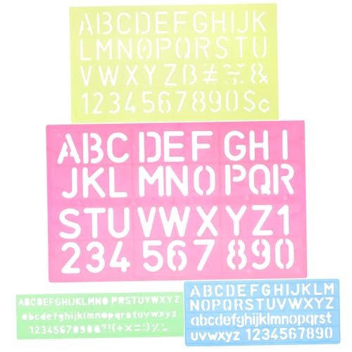 Artibetter 4 Stück Vorlage für Zahlenbuchstaben Brief klein nummeriert Vorlagen kursiv Wiederverwendbare Schablonen Zeichenbrett für Buchstaben Schablonen Buchstaben Schablonennummern Plastik von Artibetter