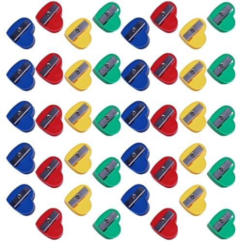 Artibetter 40 Stück Teiliges Manuelle Anspitzer Herzform Bunte Kleine Anspitzer für Schulbedarf Schreibtisch Zubehör für Mädchen Schulpencils Effizient Scharf Schneiden von Artibetter