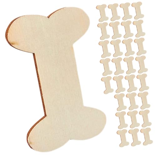 Artibetter 40Stücke Hundeknochen Holzscheiben für DIY Bastelprojekte Unvollendete Holzformen Verzieren Zubehör für Handwerksideen und Dekorationen von Artibetter