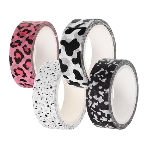 Artibetter 4Rollen Washi Tape Mit Cartoon Mustern Niedliches Scrapbooking Klebeband Für DIY Handwerk Journaling Und Planer Milch Und Leopardenmuster von Artibetter