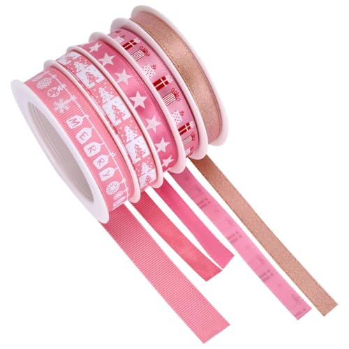 Artibetter 5 Rollen Teiliges Weihnachtsband Rosa Satin Geschenkband mit Weihnachtsmotiven Vielseitiges Dekoband für Geschenkverpackung DIY Basteln und Festliche Weihnachtsdeko Artibetter 5 Rollen Teiliges Weihnachtsband Rosa Satin Geschenkband mit Weihnachtsmotiven Vielseitiges Dekoband für Geschenkverpackung DIY Basteln und Festliche Weihnachtsdeko von Artibetter