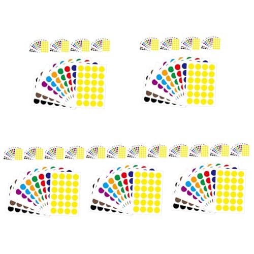 Artibetter 5 Sätze Farbpunkt-aufkleber Runde Aufkleber Etiketten Runden Klebstoff Zeitschriftenaufkleber Kreisaufkleber Farbige Aufkleberpunkte Papier 50 Blätter * 5 von Artibetter