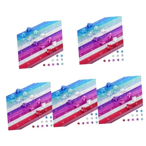 Artibetter 5 Sätze Glitzer-origami Papiersternstreifen Glitzern Papierstreifen Mit Origami-sternen Stern-origami-papierstreifen Leuchtend Farbiges Papier Bunt Sterne Aus Papier 1040 Stück * 5 von Artibetter