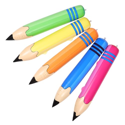 Artibetter 5 Stück Riesen Aufblasbare Bleistift Spielzeug, Große Aufblasbare Stift Requisite, Ideal für Kindergarten Schulanfang Feierdekorationen, Verschiedene Farben, 68 x 8 cm von Artibetter