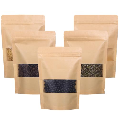 Artibetter 50 Pack 14 x 20 cm Braune Papier Beutel Mit Sichtfenster Papietütchen Kraftpapier mit reißverschluss Wiederverwendbare Papiertüte mit Sichtfenster ür Die Verpackung von Kaffee,Tee Artibetter 50 Pack 14 x 20 cm Braune Papier Beutel Mit Sichtfenster Papietütchen Kraftpapier mit reißverschluss Wiederverwendbare Papiertüte mit Sichtfenster ür Die Verpackung von Kaffee,Tee von Artibetter