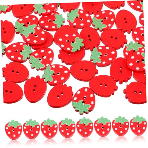 Artibetter 50 Stck Erdbeer Holzknöpfe mit Doppel Löchern Kleine Rote Nähknöpfe für DIY Bastelarbeiten Kleidung Scrapbooking und Kinderdekoration Einzigartige Handgefertigte Knöpfe für Nähen von Artibetter