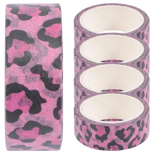 Artibetter 5Rollen Tiermuster Washi Tape Dekorative Klebebänder für Scrapbooking DIY Projekte Tagebuch und Langlebig und Rückstandsfrei Pinkem Leopardenmuster von Artibetter
