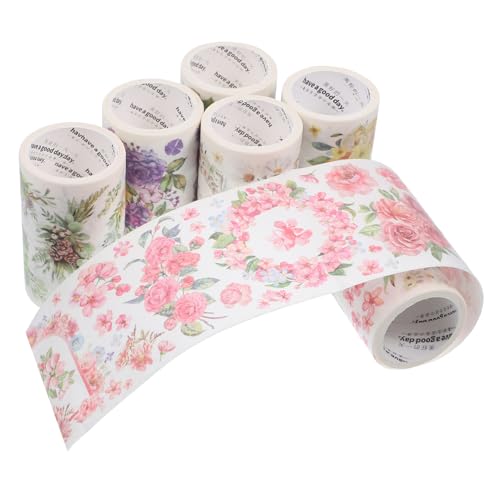 Artibetter 6 Rollen Washi Tape Blumen Klebeband für Scrapbooking Diy Bastelprojekte Dekorative Sticker für Karten und Kreative Gestaltung pro Rolle von Artibetter