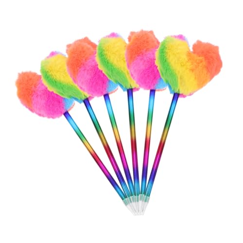 Artibetter 6 Stück Kugelschreiber Fluffy Herz Pom Pom Stifte für Mädchen Bunte Schreibwerkzeuge mit Ergonomischem Design für Schule und Kreative Projekte von Artibetter