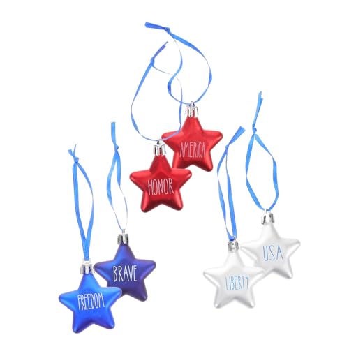 Artibetter 6 Stück Patriotische Ornamente Zum Aufhängen Von Baumschmuck Zum Unabhängigkeitstag, Sternkugel-Ornament, Baumschmuck Zum Gedenktag Artibetter 6 Stück Patriotische Ornamente Zum Aufhängen Von Baumschmuck Zum Unabhängigkeitstag, Sternkugel-Ornament, Baumschmuck Zum Gedenktag von Artibetter