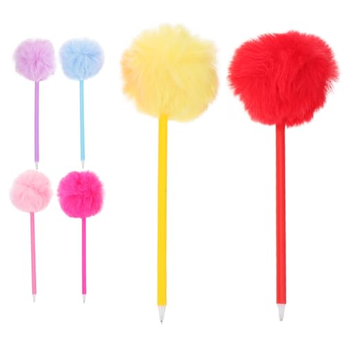 Artibetter 6 Stück Teiliges Flauschige Pom Pom Kugelschreiber Weiche Plüschstifte mit Bequemem Griff Kinderfreundlich Vielseitig für Schule Büro und Zuhause Kreatives Schreibzubehör in Bunten von Artibetter