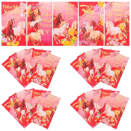 Artibetter 60 Stück Vietnamesische Rote Umschläge Jahr Des Pferdes Lange Papierumschläge Für Neujahr Feier Traditionelle Hong Bao Geldumschläge Mit Verschiedenen Motiven Für Partydekoration von Artibetter