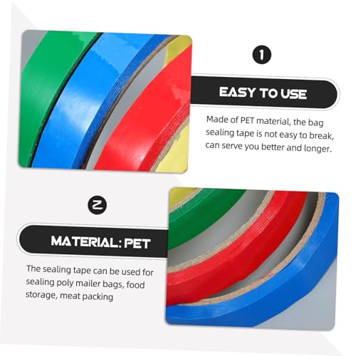 Artibetter 6Rollen Multifunktions Bindeband für Beutelversiegelung Pet Klebeband für Lebensmittelverpackungen Robust und Reißfest für Supermärkte Hause von Artibetter