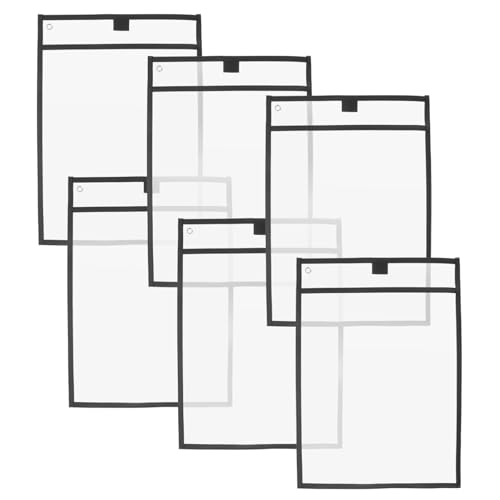 Artibetter 6Stücke Teiliges Wiederverwendbare PVC Trockenlöschhüllen mit Stiften für Büro und Klassenzimmer Transparente Schreibwaren Aufbewahrungsbeutel Schwarz für Organisation von Artibetter