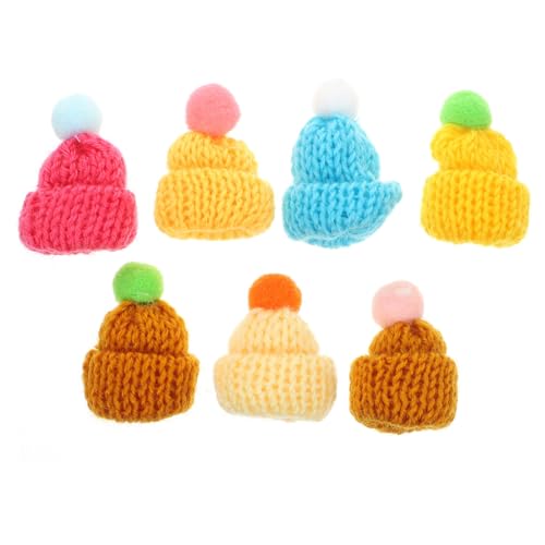 Artibetter 7 Stück Teiliges Elastische Mini Wollmützen Weihnachtsdeko Bunte Kleine Mützen für Weinflaschen Kosmetikdekoration Weihnachtsmützen Basteln Mixfarben von Artibetter