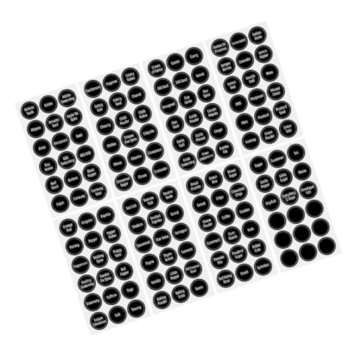 Artibetter 8 Blatt Teiliges Gewürzgläser Aufkleber aus PVC Wasserdichte Ablösbare Gewürzetiketten mit Klarer Beschriftung Rund Minimalistisches Design für Küchenorganisation und Vorratsdosen von Artibetter