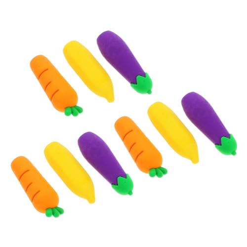 Artibetter 9 Stück Teiliges Niedliche Bleistiftkappen Radiergummis in Karotten Bananen Auberginen Form Praktische Bleistiftexpander für Schüler und Büro Vielseitig Einsetzbar Langlebig und von Artibetter