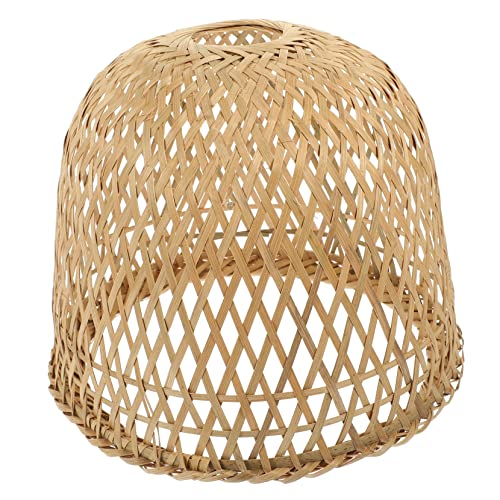 Artibetter Bambus-Lampenschirm Rattan-Lampenschirm Hängeleuchten Lampenschirme Für Stehlampen Geflochtener Pendelleuchtenschirm Birnenschutz Käfig Kronleuchter Rattan-Schirm von Artibetter