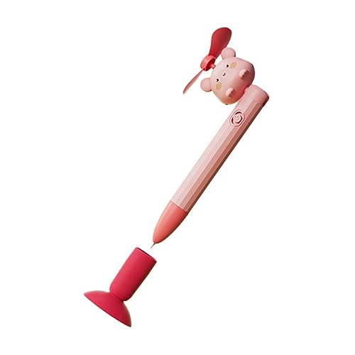 Artibetter Fan-Stift für Kleinkinder Cool Neuheitstifte süßes stationäres Kugelschreiber mit Cartoon Stift mit fächer Handschreibstift Schreibstift mit Saugnapf Abs Rosa von Artibetter
