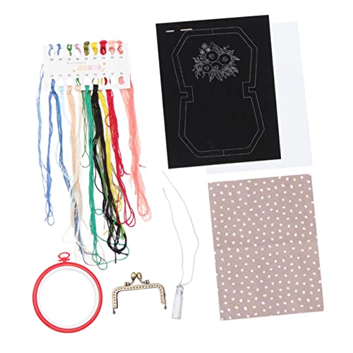 Artibetter Handgemachte Stickerei-tasche Für Anfänger Schwarzer Stoff Diy Stickset Für Erwachsene Mit Robusten Materialien Und Schöner Blütenverzierung Für Kreative Nähprojekte von Artibetter