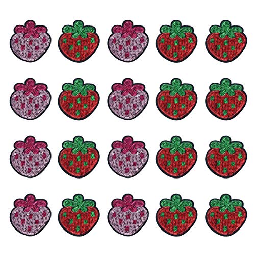 Artibetter Pailletten-Patches für DIY 20pcs Erdbeere Applikation Kleidung Stickerei-Patch von Artibetter