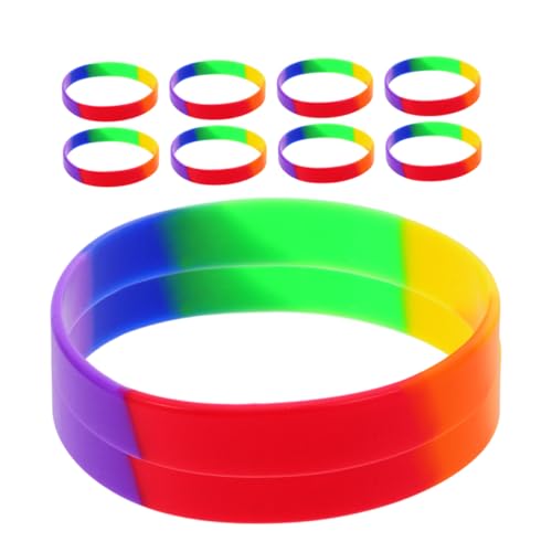 Artibetter Regenbogen-Silikonarmbänder für Feiern, Festivals, Veranstaltungen, Paraden, weich, bequem, auffällig, Sportzubehör, 42 Stück von Artibetter