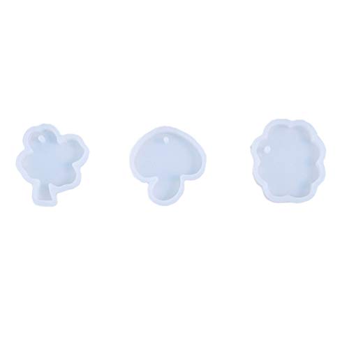 Artibetter Silikonform für vierblättriges Kleeblatt, Wolke, Pilz, Schmuck, Gießform, DIY, Geschenk, Backen, Seife, Basteln, Weiß, 3 Stück von Artibetter