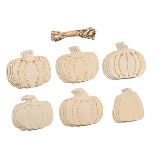 Artibetter Unfertige Holz Kürbis Dekorationen Teiliges DIY Halloween Herbst Bastelset Naturholz Kürbisformen zum Bemalen Blanko Kürbisanhänger für Thanksgiving Festtagsdeko von Artibetter