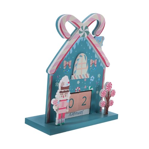 Artibetter Weihnachtlicher Holzkalender mit Holzfiguren Ewiger Countdown Tischkalender Kompakte Desktop-deko für Küche und Langlebiger Festtagskalender Blau von Artibetter