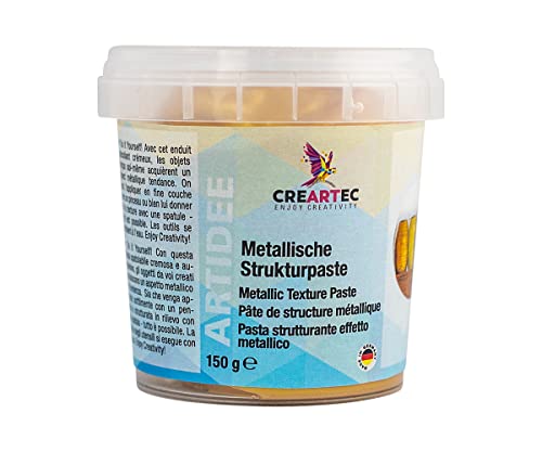 CREARTEC Metallische Strukturpaste - Hochpigmentierte, selbstklebende Spachtelmasse zum Verschönern von Objekten - gold glänzend - Füllmenge: 150g - Made in Germany CREARTEC Metallische Strukturpaste - Hochpigmentierte, selbstklebende Spachtelmasse zum Verschönern von Objekten - gold glänzend - Füllmenge: 150g - Made in Germany von Artidee