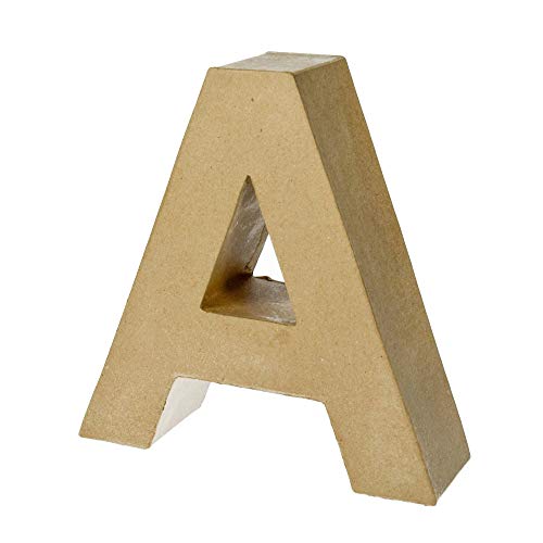 Buchstabe Alphabet aus Pappmaché, 17,5 x 5,5 cm, 3D-Zeichen aus Karton zum Dekorieren, A, 17,5 cm von Artif
