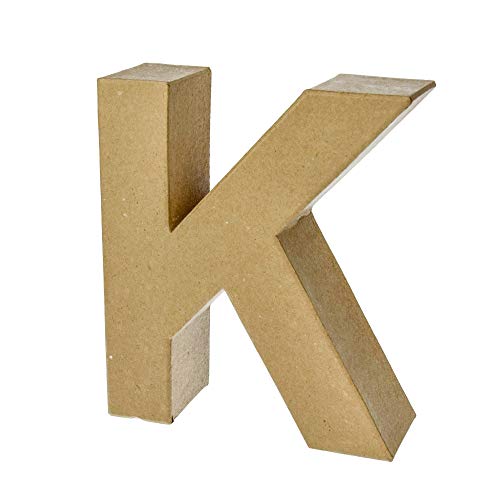 Buchstabe Alphabet aus Pappmaché, 17,5 x 5,5 cm, 3D-Zeichen aus Karton zum Dekorieren, K, 17,5 cm von Artif