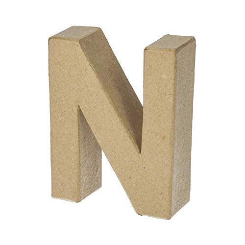 Buchstabe Alphabet aus Pappmaché, 17,5 x 5,5 cm, 3D-Zeichen aus Karton zum Dekorieren, N, 17,5 cm von Artif