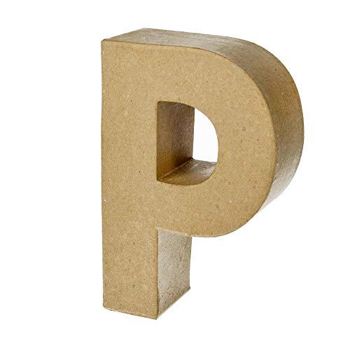 Buchstabe Alphabet aus Pappmaché, 17,5 x 5,5 cm, 3D-Zeichen aus Karton zum Dekorieren, P, 17,5 cm von Artif