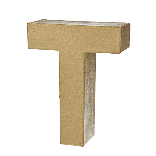 Buchstabe Alphabet aus Pappmaché, 17,5 x 5,5 cm, 3D-Zeichen aus Karton zum Dekorieren, T, 17,5 cm von Artif