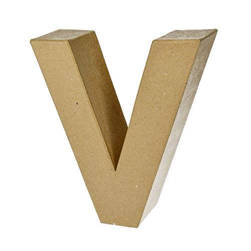 Buchstabe Alphabet aus Pappmaché, 17,5 x 5,5 cm, 3D-Zeichen aus Karton zum Dekorieren, V, 17,5 cm von Artif